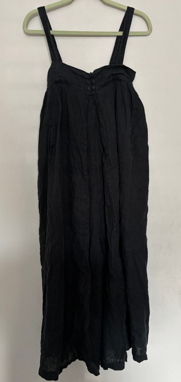 Black Crane Linen Overalls / Cullotes Womens Size Small